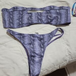 Fashion Nova Lavender Snakeskin Bikini